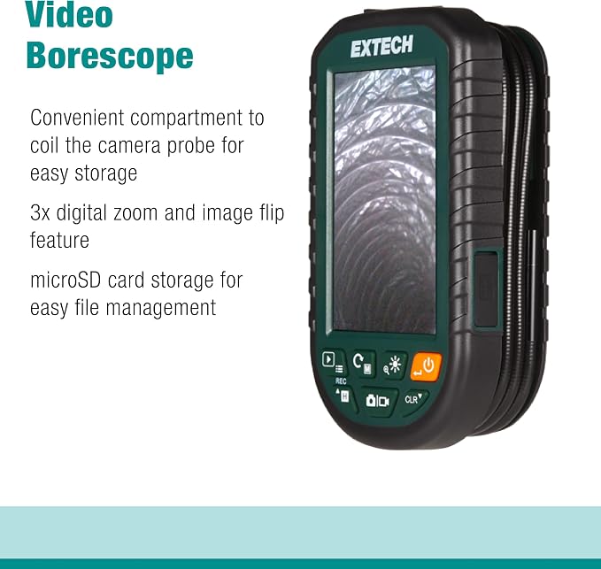 Extech BR95 Compact Video Borescope Inspection Camera - 8mm Waterproof Snake - Image 5