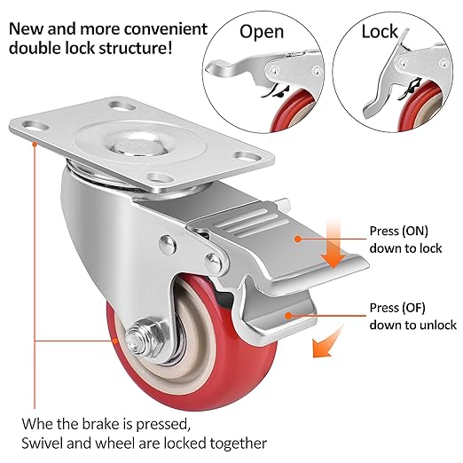 3 Inch Industrial Heavy Duty Swivel Caster Wheels - Image 2