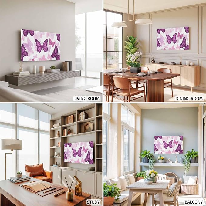 Summer Purple Butterflies Indoor TV Cover, Elastic TV Screen Protector Country - Image 5