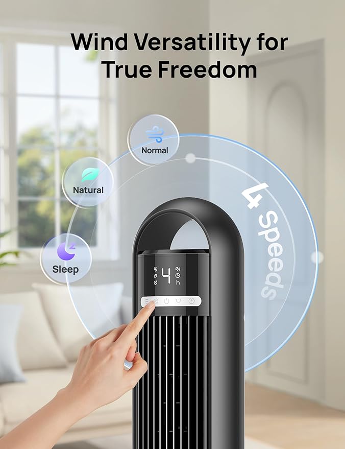 DREO Tower Fan for Bedroom, 90° Oscillating Standing Fans for Room - Image 6