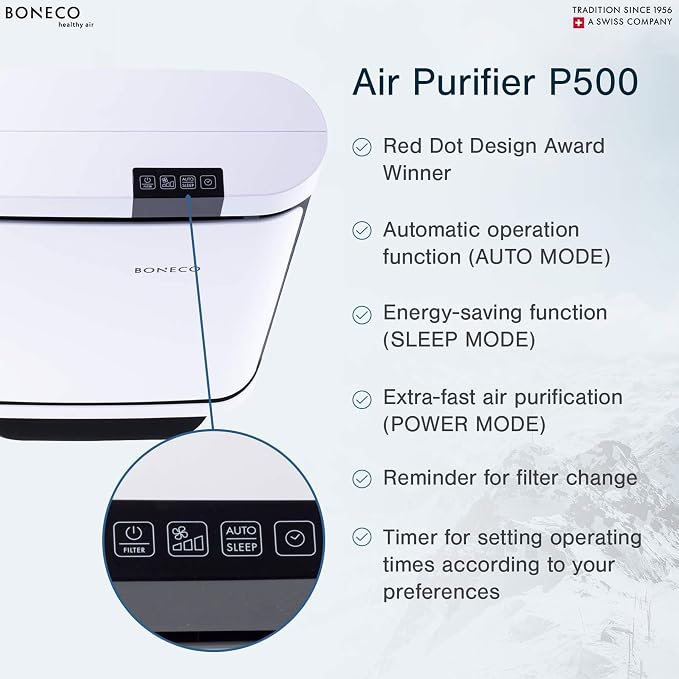 BONECO Air Purifier with HEPA, Remote Control, Fast Air Purification, and - Image 3