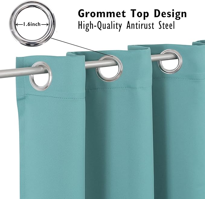 ChrisDowa Blackout Curtains 90 inches Long for Bedroom - 2 Panels Set Grommet Thermal Insulated Room Darkening Curtains for Living Room (Aqua, 52 x 90 Inch)