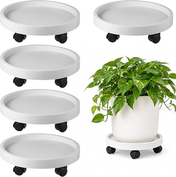 5 Pack Plant Caddy with Wheels Rolling Plant Stand with Wheels 10 Inch Plant by Planterhoma