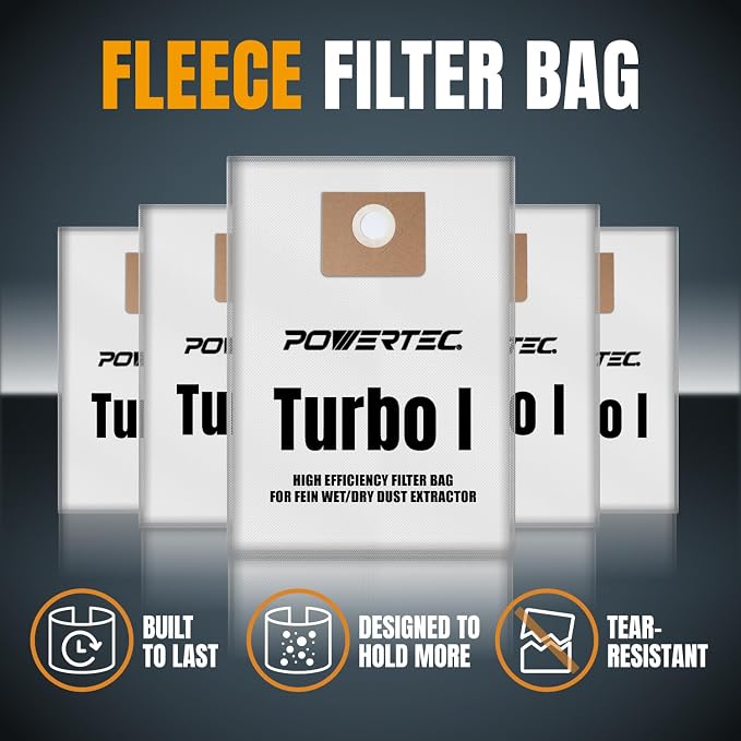 POWERTEC Turbo I, 9-20-27 Fleece Filter Bags 20PK, - Image 8