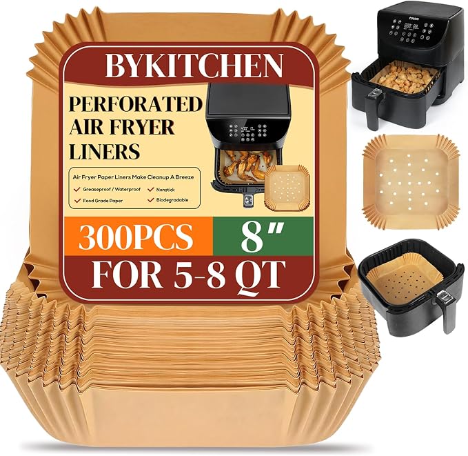 BYKITCHEN 300PCS Perforated Air Fryer Disposable Paper Liners by BYKITCHEN