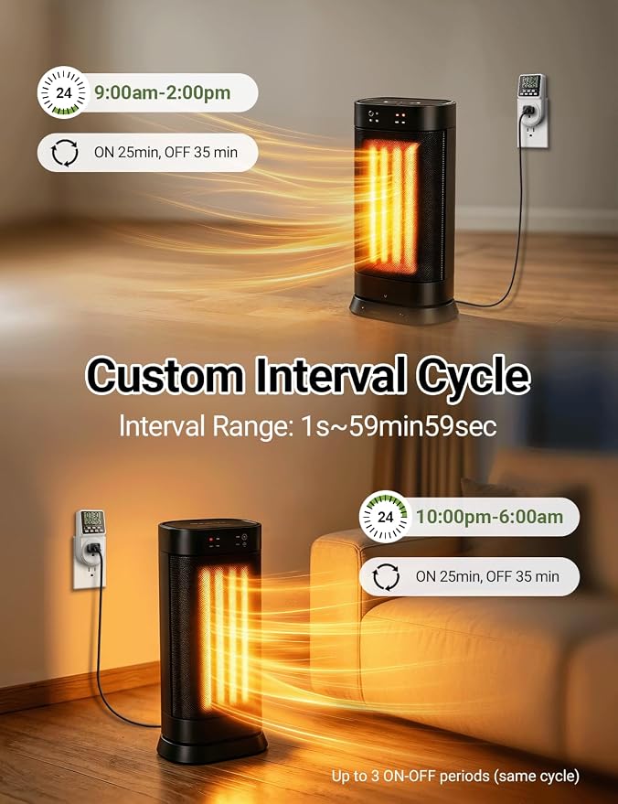 Techbee Indoor Digital Infinite Repeat Cycle Intermittent Outlet Timer Plug 24 - Image 4