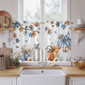 Navy Blue Pumpkin Fall Kitchen Tier Curtains 45 Inch Long 2 Panel Set, Rod by Unknown