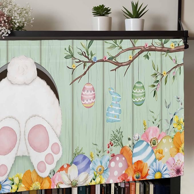 Easter Curtain Valances for Windows, Kitchen Valance Window Treatment, Spring - Image 7