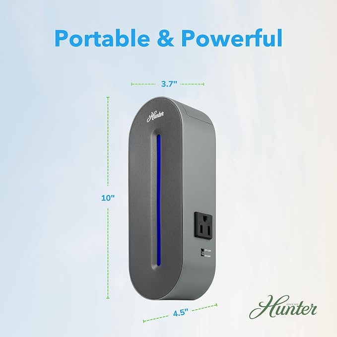 Hunter Plug-in UV Air Sanitizer, Denim Blue – Whisper Quiet UV-C Air Sanitizer - Image 6