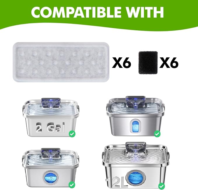 Replacement Dog Water Fountain Filters 6 Packs, Suitable - Image 3
