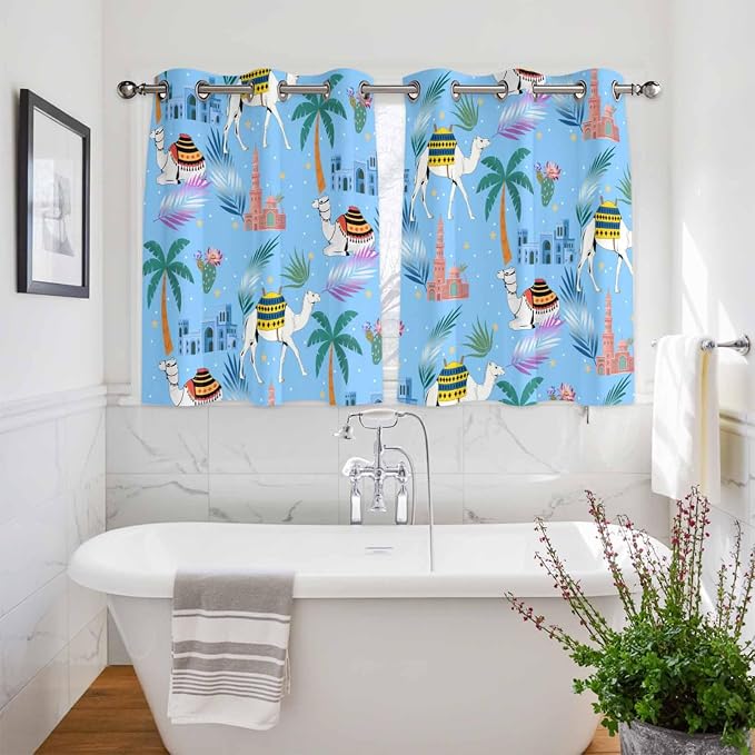 2 Panel Kitchen Cafe Curtains, Desert Landscape Sunlight Filtering Nature Air - Image 3