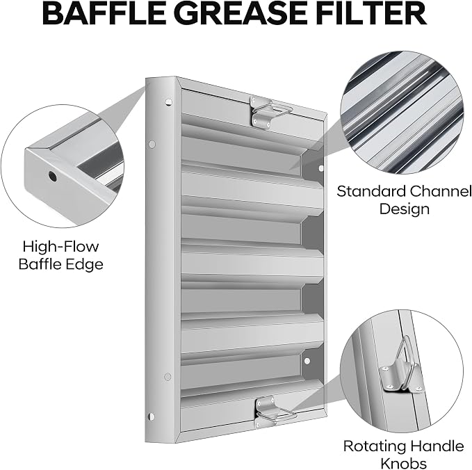 Hood Filters 19.5W x 24.5H Inch, 430 Stainless Steel, Commercial Kitchen Range - Image 3