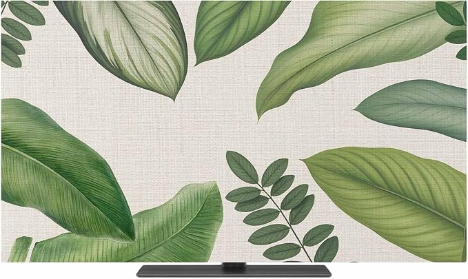 Rustic Green Leaves Indoor TV Cover, Elastic TV Screen Protector Tropical Plant by Unknown
