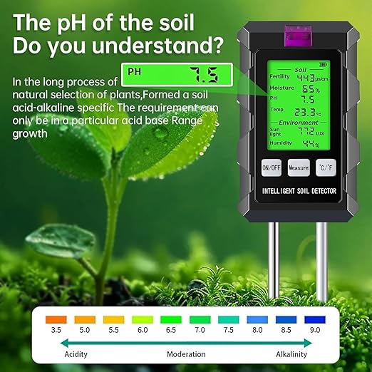 Soil Test Kit, 6-in-1 Soil Moisture Meter, pH Meter, Fertility Tester, Digital - Image 3