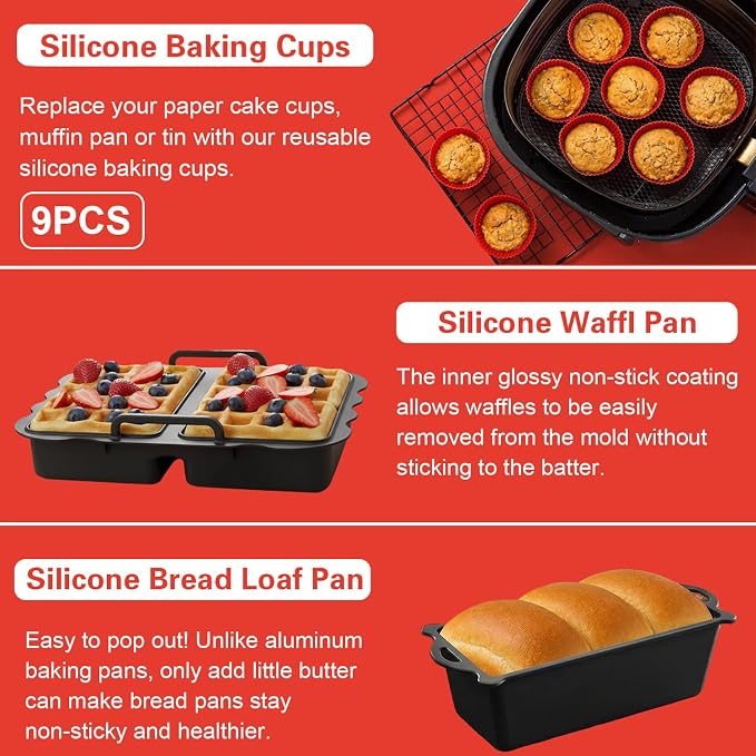 Air Fryer Accessories for Chefman 8Qt 9Qt, 7-9QT Air Fryer Silicone Liners - Image 6