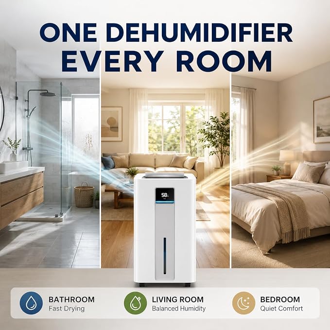 Dehumidifier for Basement and Home, 6000 Sq. Ft 100 Pint Portable Dehumidifier - Image 3
