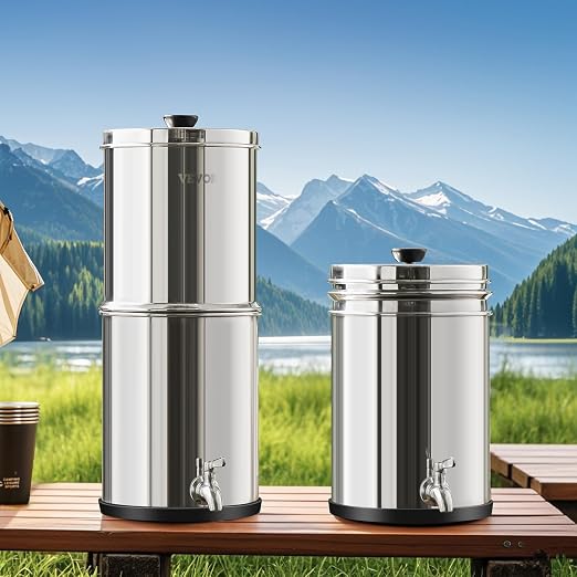 VEVOR Gravity-fed Water Filter System, 1.5G 304 Stainless-Steel Countertop - Image 8
