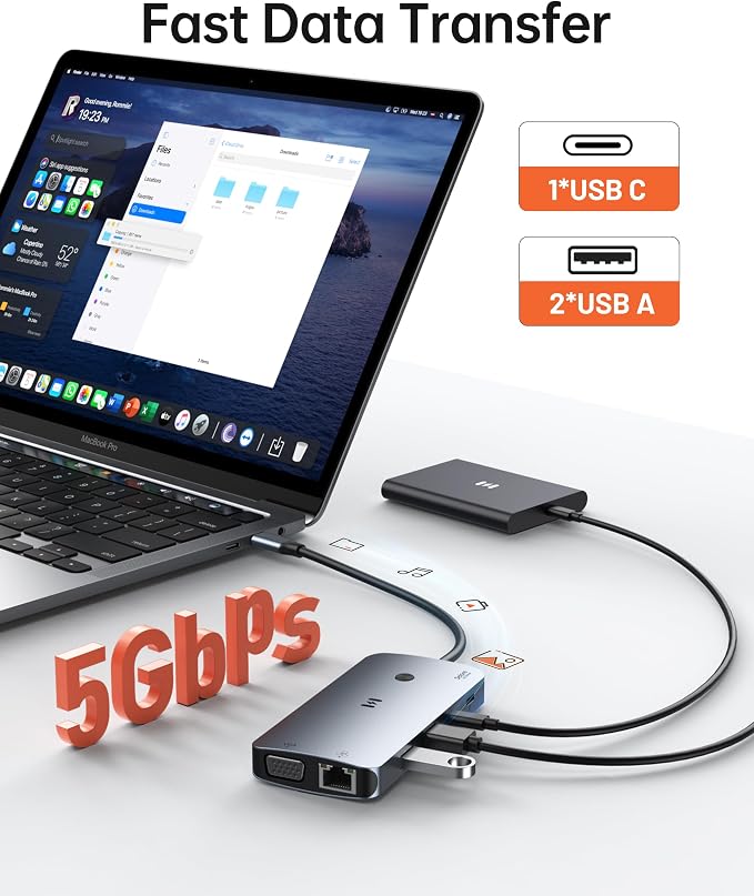 USB C Docking Station Dual Monitor Adapter, Selore Laptop Docking Station 3 - Image 6