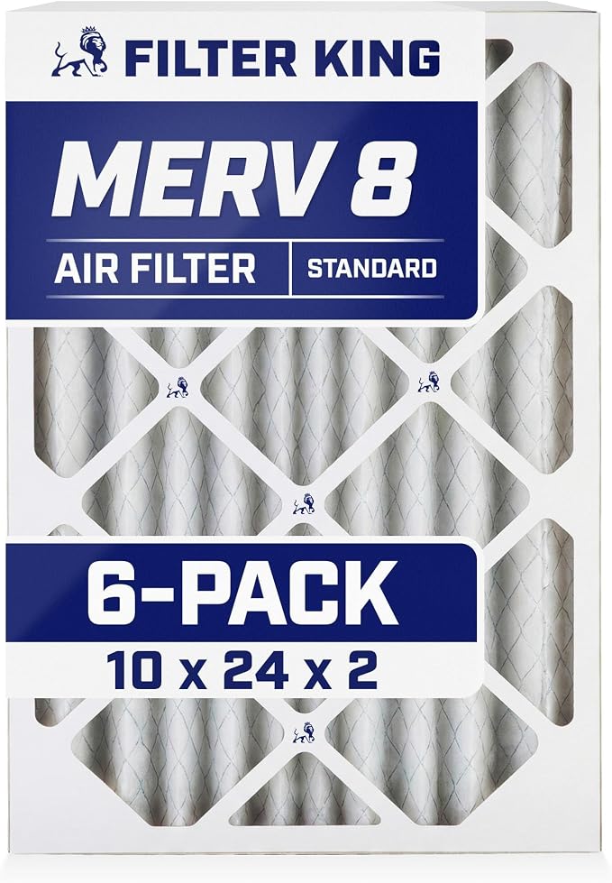 Filter King 10x24x2 Air Filter | 6-PACK | MERV 8 HVAC Pleated A/C Furnace by FilterKing