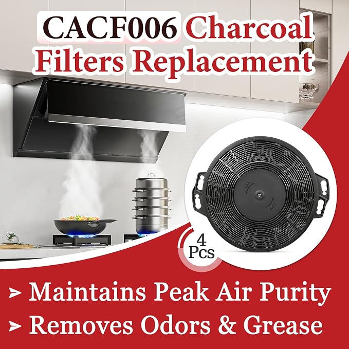 4 Pcs CACF006 Range Hood Carbon Filters Compatible - Image 2