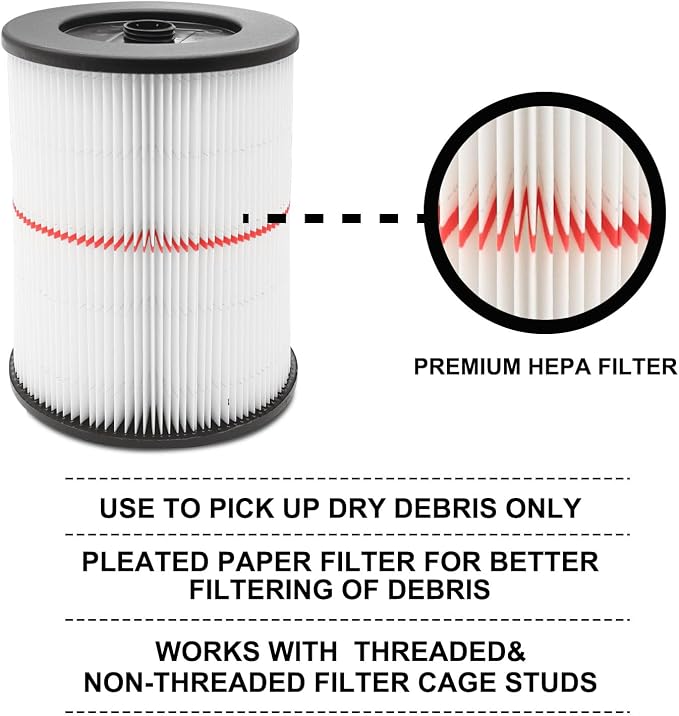 17816 Filter for Craftsman Shop Vac Filter 9-17816 Wet/Dry Air Filter fit 5 6 8 - Image 5