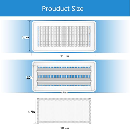 Hon&Guan Floor Vent Covers, Strong Magnetic Air Filters, 4.7x10.2'' PVC Floor - Image 6