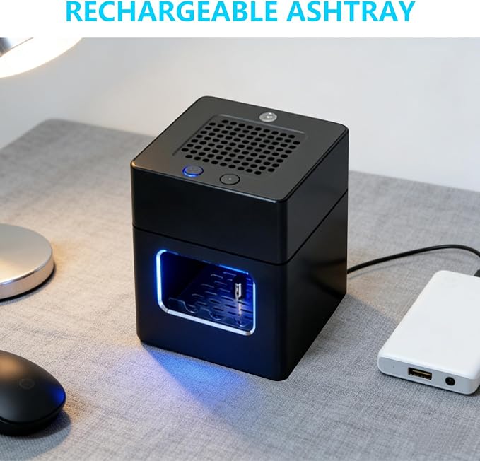 Smokeless Ashtray with Cigarette Lighter, Rechargeable Portable Smoke Removing - Image 6