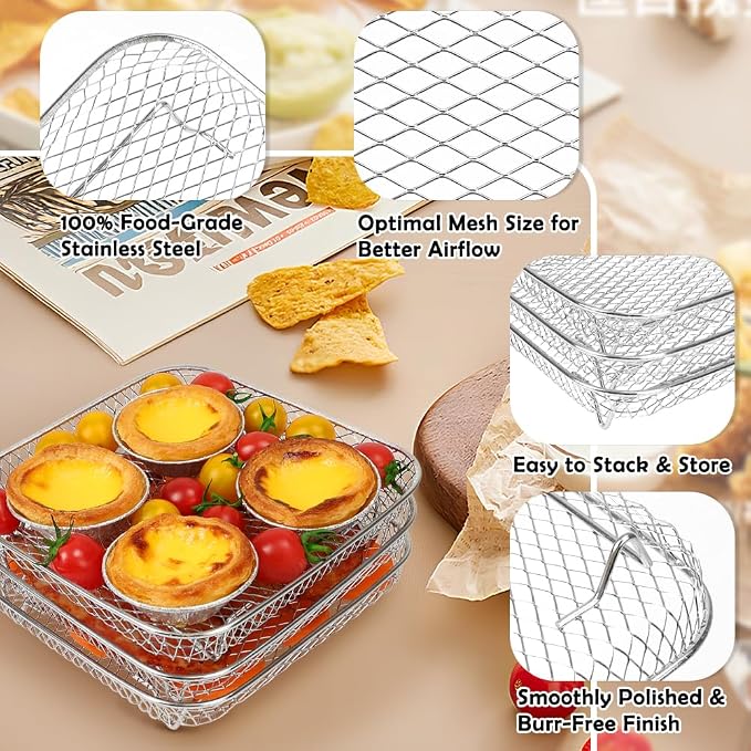 BYKITCHEN 8 inch Square Air Fryer Rack, Square Air Fryer Accessories - Image 7