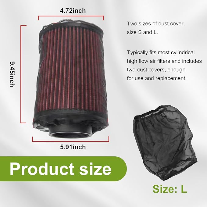 Dickno 2 PCS Air Filter Cover for Car, Dustproof Cold Air Filter Protective - Image 2