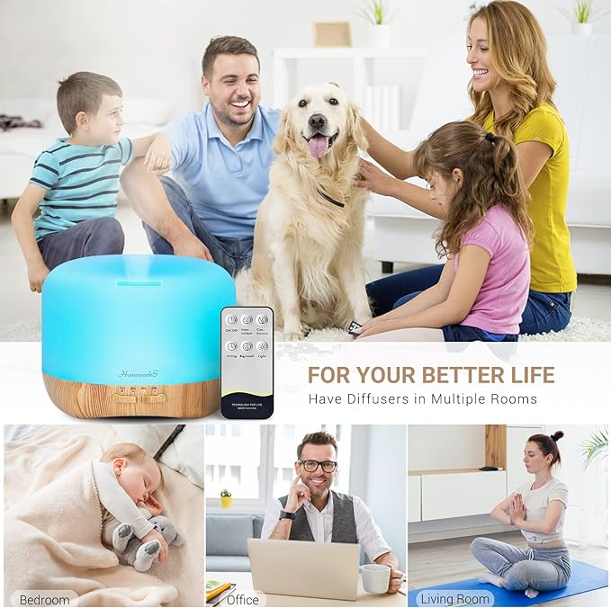 Homeweeks 300ml Essential Oil Diffuser, Quiet Aromatherapy Mist Diffusers - Image 2