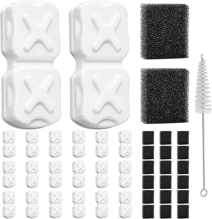 41 Pcs Cat Water Fountain Filters: 20 Carbon Filters, 20 Sponges & 1 Brush | by Unknown
