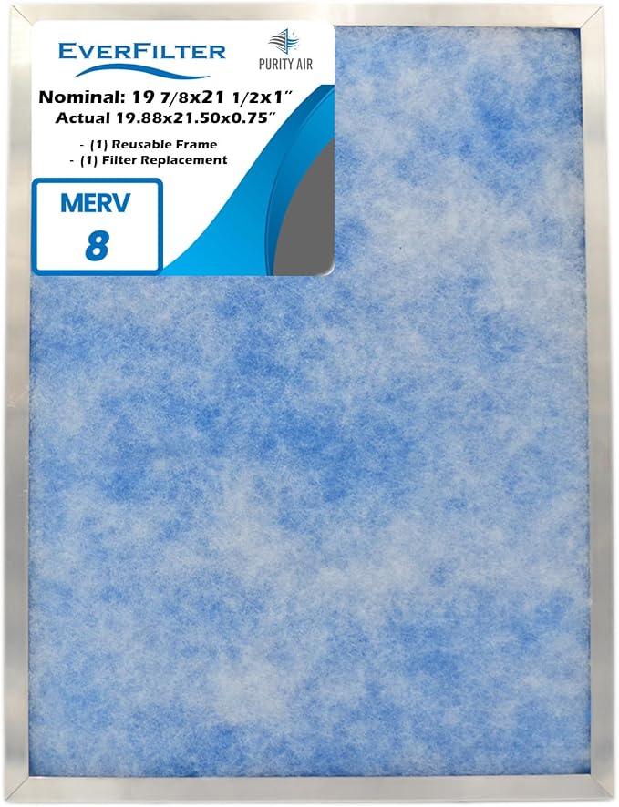 19 7/8x 21 1/2x1 Air Filter MERV 8 Filter Media, AC Furnace Filter, Aluminum by PurityAir