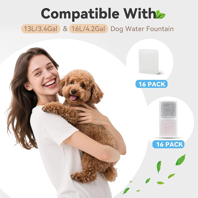 32 Pack Dog Water Filters for 13L/3.4Gal & 16L/4.2Gal Dog Water Fountain - Image 2