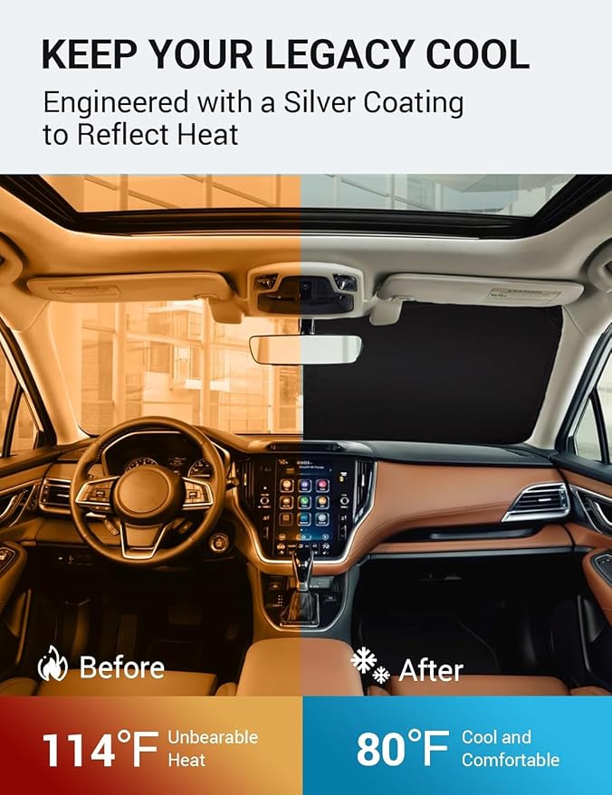 Proadsy 2026 Upgrade Windshield Sun Shade Custom Fit 2020-2025 Legacy Foldable - Image 3