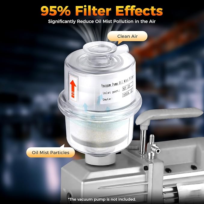 Oil Mist Filter, KF25 Vacuum Pump Exhaust Filter, 95% Efficiency Oil Mist - Image 3