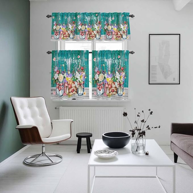 Spring Flowers Kitchen Curtains Set 3 Piece - Image 8
