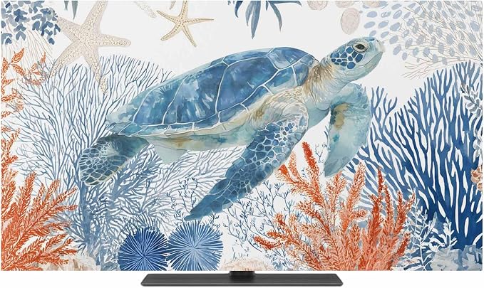 Summer Sea Turtle Coral Indoor TV Cover, Elastic TV Screen Protector Ocean by Unknown