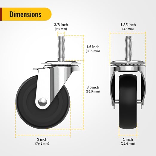 HOLKIE Caster Wheels 3 inch - Image 2