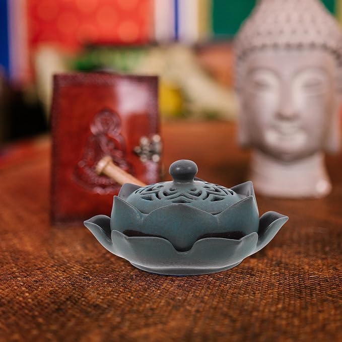 Artibetter Lotus Ceramic Incense Holder Censer Delicate Home Fragrance Burner - Image 5