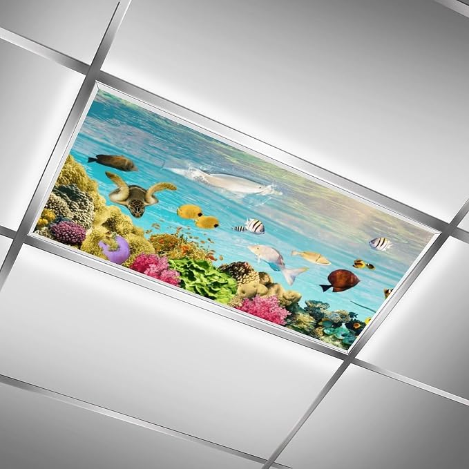 2PCS Fluorescent Light Covers for Classroom Ceiling Lights Magnetic Light Covers - Image 2