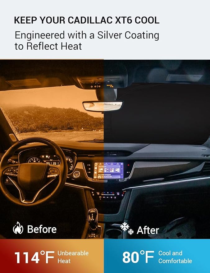 Proadsy Windshield Sun Shade for Cadillac XT6 2020-2025 2026 Foldable Front - Image 3