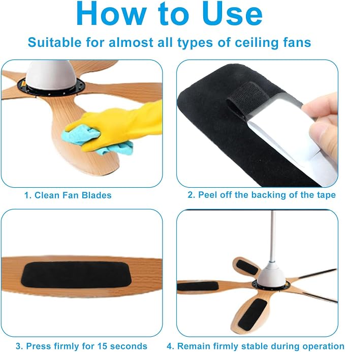 Zorfeter 15 PCS Activated Ceiling Fan Filters, Easy-Stick Ceiling Fan Blade - Image 5