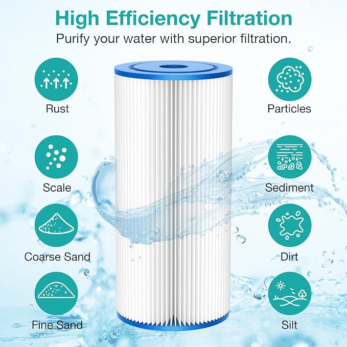 SimPure 10"x4.5" Pleated Sediment Water Filter, 5 Micron Whole House Water - Image 2