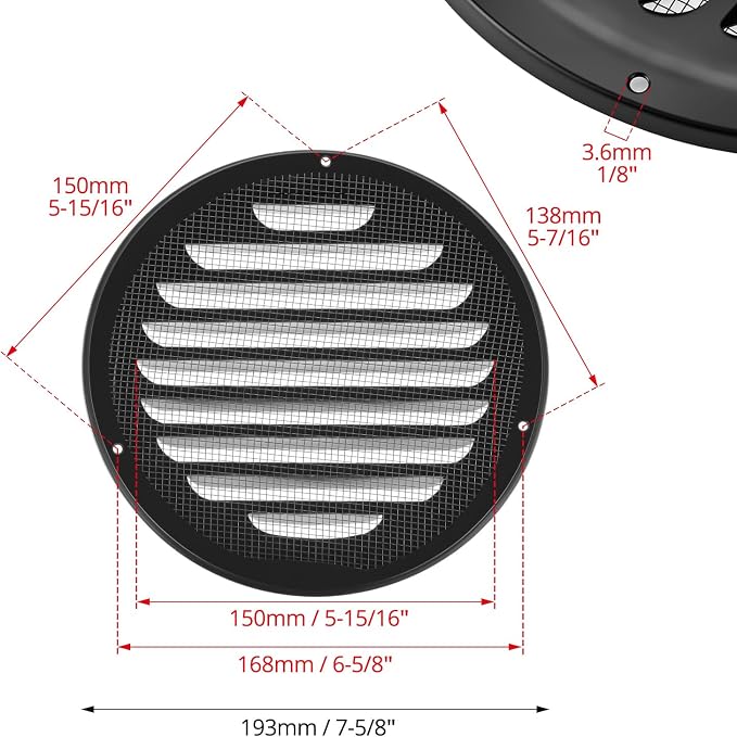 QWORK 6 Inch Black Soffit Vent Cover - Image 6