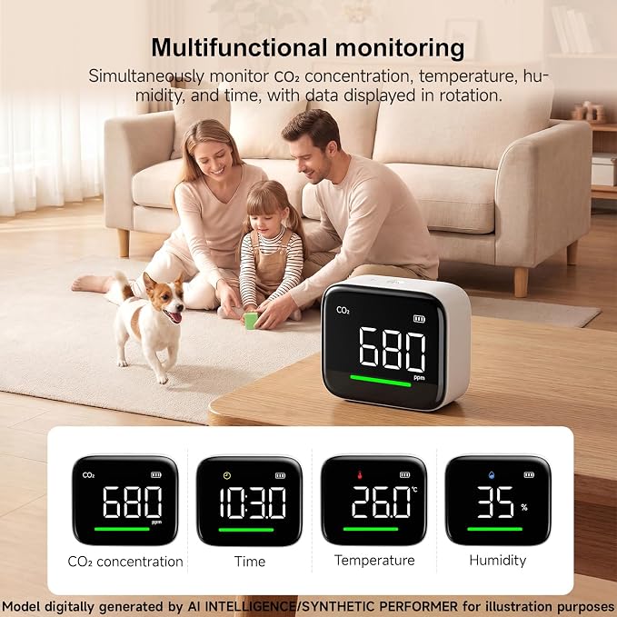 ATuMan CO2 Detector, Indoor Air Quality Monitor, NDIR Sensor | Temperature & - Image 3