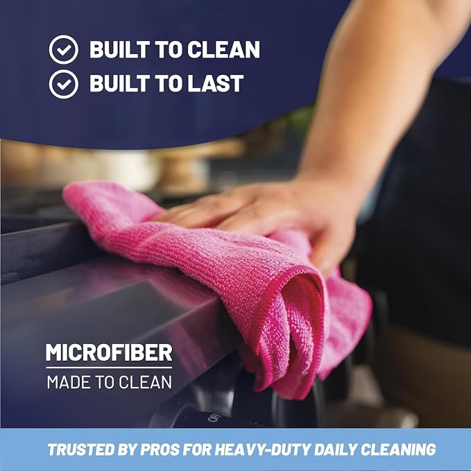 MW PRO Microfiber Cleaning Cloths Dark Blue 12 Pack, 12x12 - Image 4