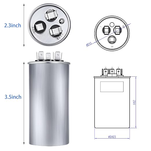 40/5 MFD uF 370/440V CBB65 Dual Run Round Capacitor - Image 2
