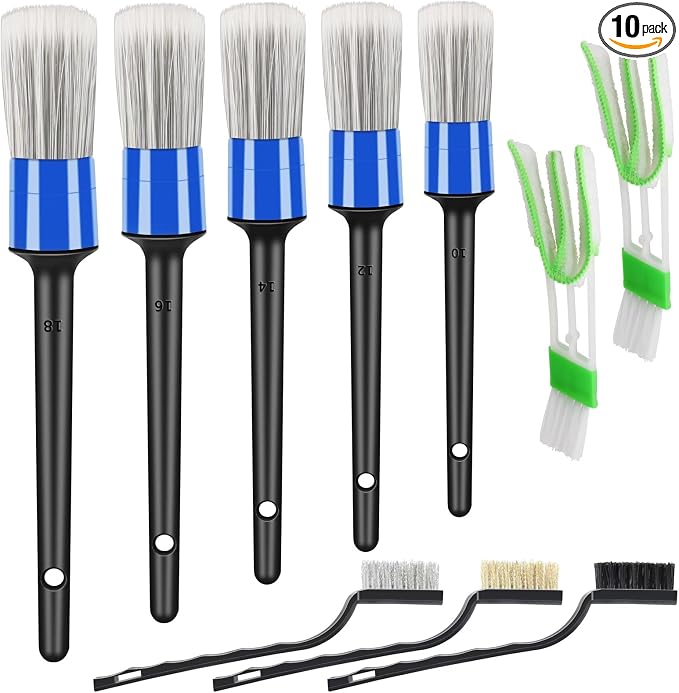 HMPLL 10pcs Car Detailing Kit, Premium Detailing Brush Set Includes 5 Soft Car by LOKEME-USDirect