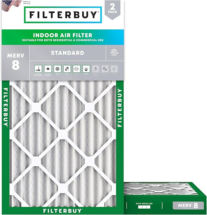 Filterbuy 13x21.5x2 Air Filter MERV 8 Essential Dust & Allergy Defense by Filterbuy