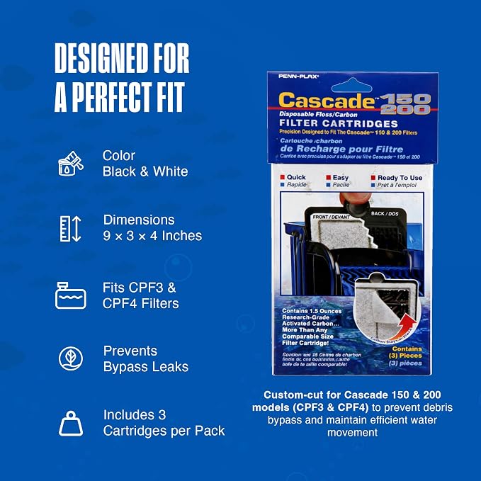 Penn-Plax Cascade Hang-On Power Filter Replacement Cartridges, 3 Pack - Image 4